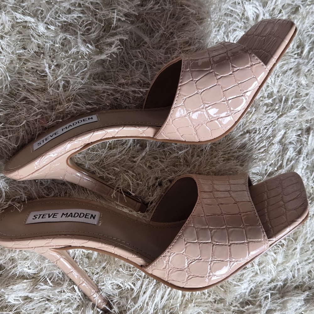 Steve Madden Blush Patent Croc-Embossed Slingback Heels Size 7